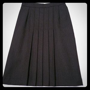 Grey Pin Striped Pleated Skirt